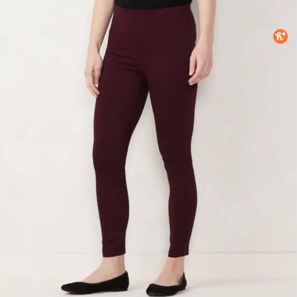 — LC Lauren Conrad —Twill Leggings Cranberry Color - Picture 3 of 4